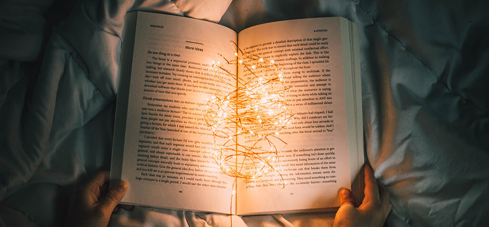 Book Open With Lights In The Center