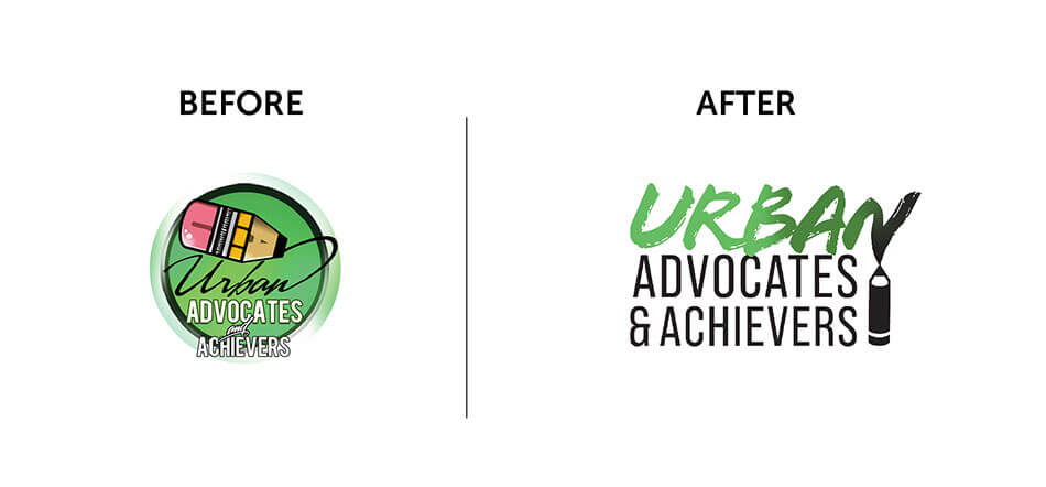 Before And After Of Logo Redesign For Urban Advocate Achievers New Logo