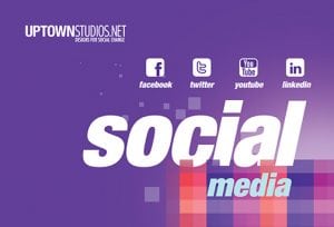 Social Media With Four Icons In Purple As The Background From Uptown Studios