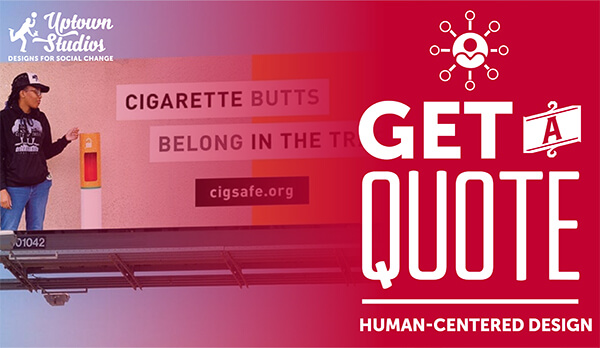 Human Centered Design White Text Over Red Background With Billboard