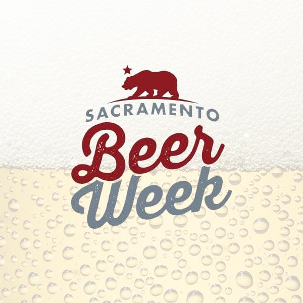 the Sacramento Beer Week logo over the top of a beer in the background