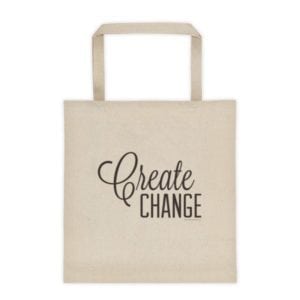 bag with the words create change