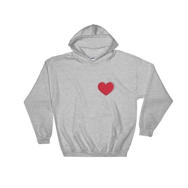hoodie sweater with red heart front