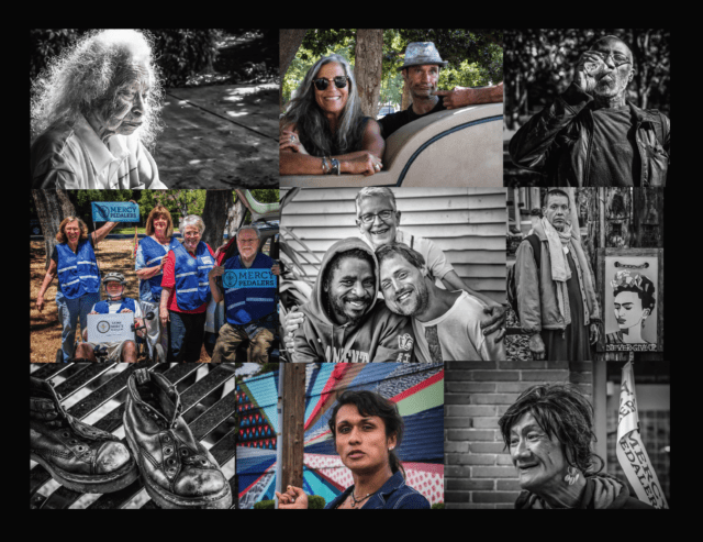 Mercy Pedalers Team Collage Of Black And White Images Of Team Helping People In Need