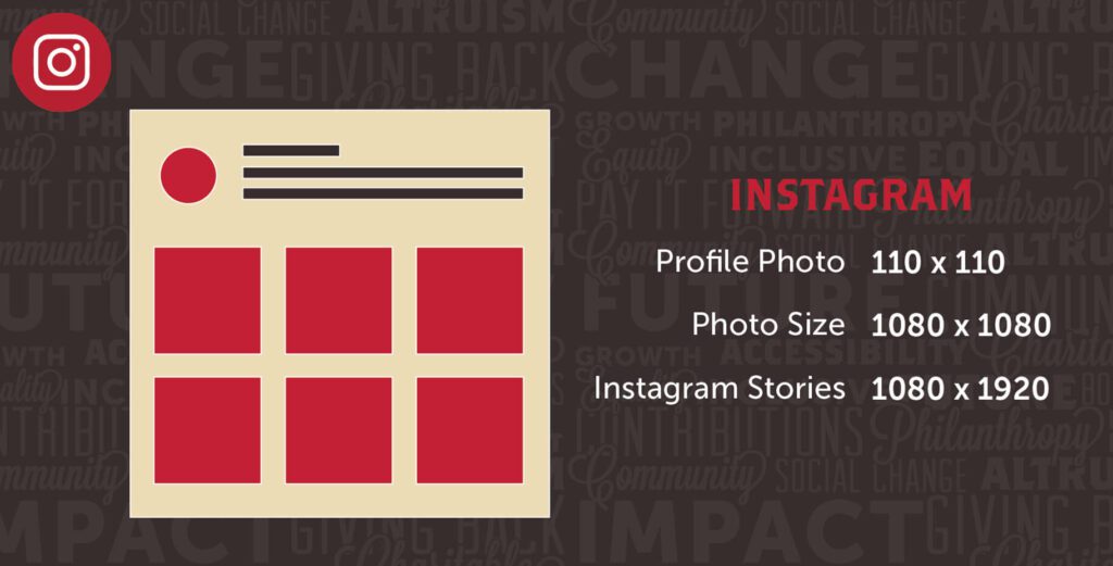 Social Media Instagram Different Image Sizes With Red Mockup And Black Uptown Studios Branded Background