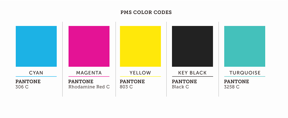PMS Color Codes Palette Cyan Magenta Yellow Key Black Turquoise