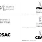 Six Black And Grey CSAC Logo Variants With Three Aligned Vertically To The Left And Three Aligned Vertically To The Right