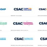 Nine CSAC Logos Aligned Vertically With Different Color Variants