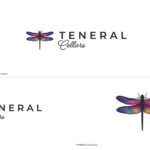 Three Teneral Cellars Dragonfly Logo Variants With Rainbow Colored Wings