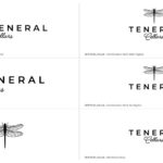 Six Teneral Cellars Black And White Logos Displayed Vertically With Black And White Teneral Dragonfly