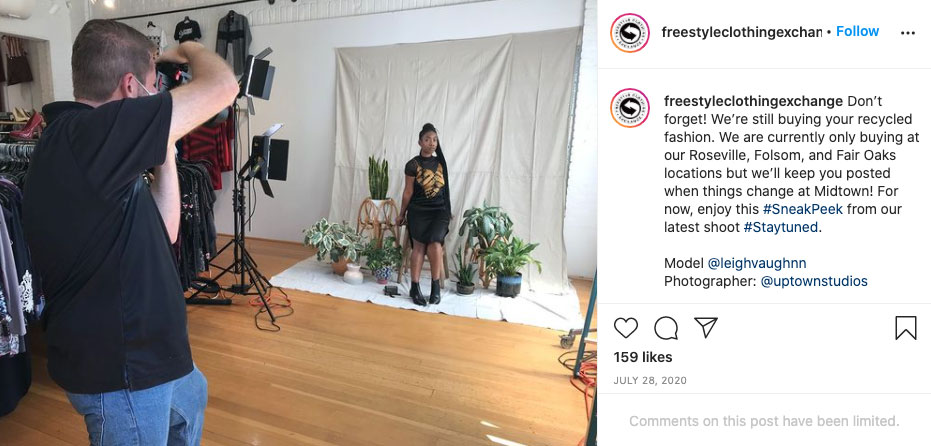 Photographer Taking Picture Of Person Standing In Front Of A White Backdrop Inside An Instagram Post