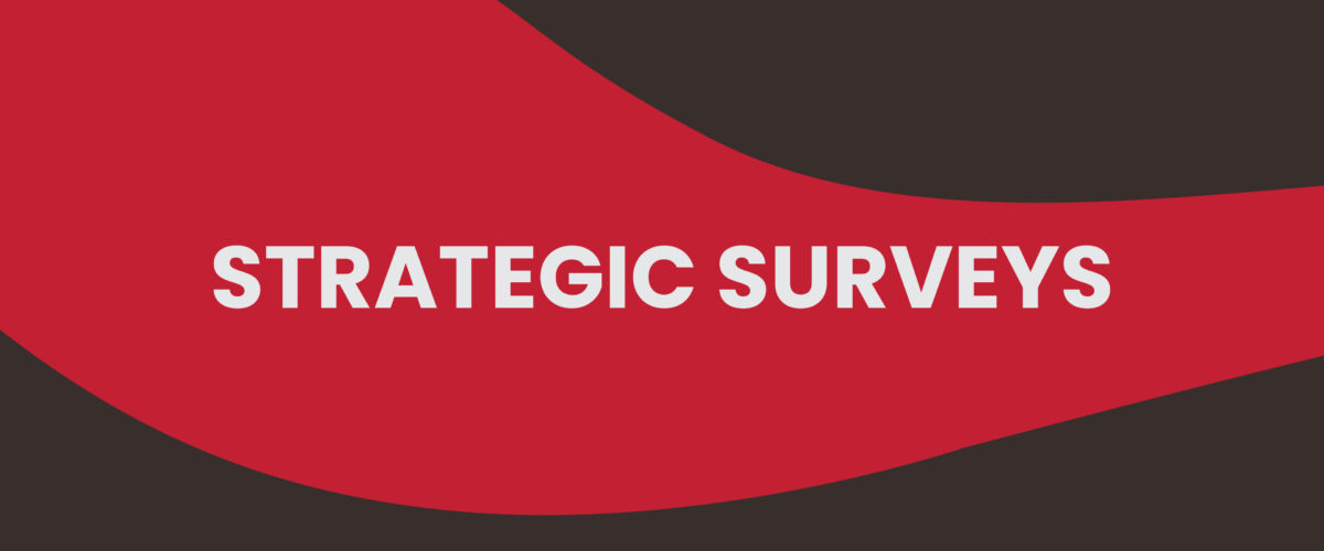 A red and black graphic that reads 'strategic surveys'