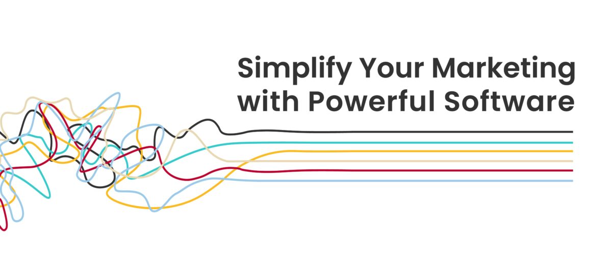 Banner graphic that reads 'Simply your marketing with powerful software'