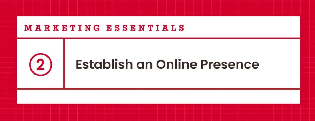 A banner graphic that reads '2. Establish an Online Presence'